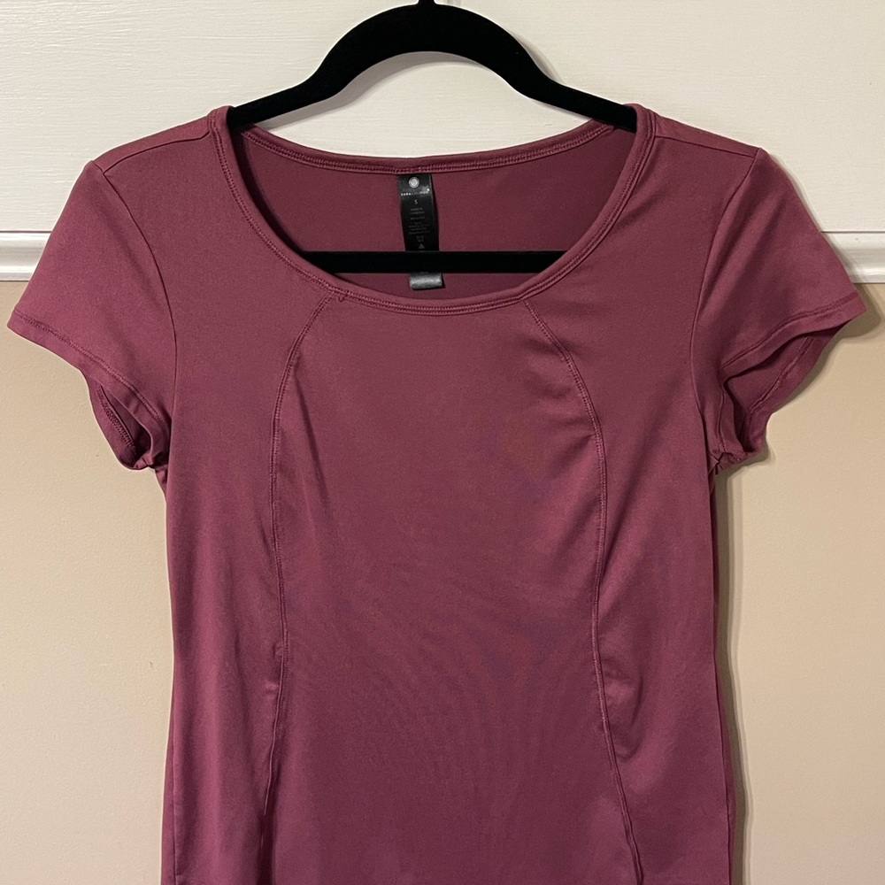 Yogalicious Purple Pink Fitted Cap Sleeve T-Shirt